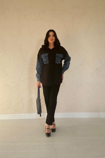 Siyah Kot Garnili Ceket resmi
